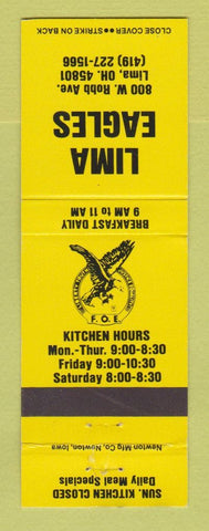 Matchbook Cover - Eagles Club Lima OH
