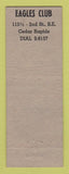 Matchbook Cover - Eagles Club Cedar Rapids IA