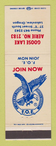 Matchbook Cover - Eagles Club Goose Lake Lakeview OR