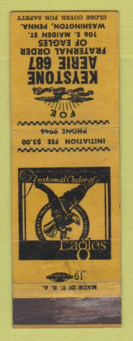 Matchbook Cover - Eagles Club Washington PA YELLOW WEAR