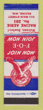 Matchbook Cover - Eagles Club Racine WI