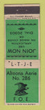 Matchbook Cover - Eagles Club Altoona PA