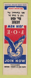 Matchbook Cover - Eagles Club Mount Carmel PA MISPRINT