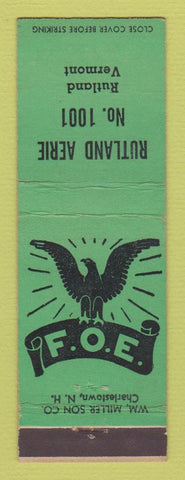 Matchbook Cover - Eagles Club Rutland VT