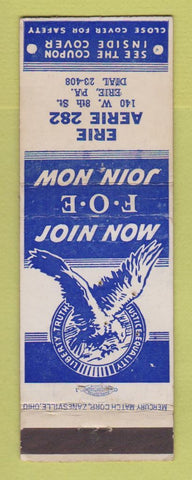 Matchbook Cover - Eagles Club Erie PA