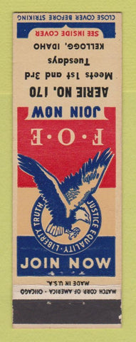 Matchbook Cover - Eagles Club Kellogg ID WEAR