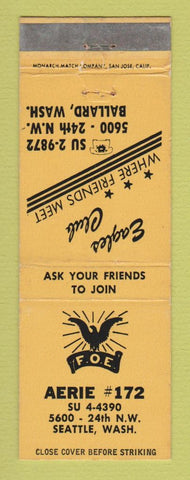 Matchbook Cover - Eagles Club Seattle WA Ballard PEACH