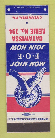 Matchbook Cover - Eagles Club Catawissa PA