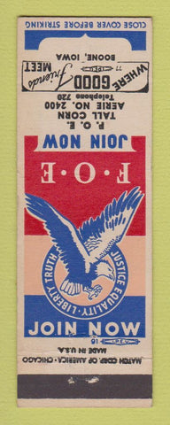 Matchbook Cover - Eagles Club Boone IA