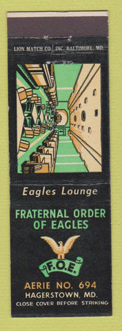 Matchbook Cover - Eagles Club Hagerstown MD