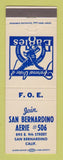 Matchbook Cover - Eagles Club San Bernardino CA