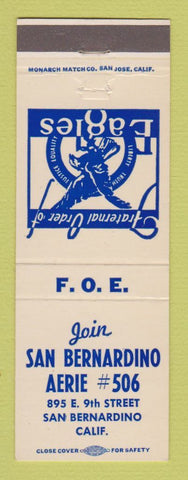 Matchbook Cover - Eagles Club San Bernardino CA