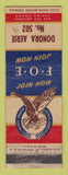 Matchbook Cover - Eagles Club Donora PA WRITING WEAR