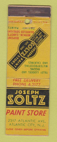 Matchbook Cover - Joseph Soltz Paint Store Atlantic City NJ WEAR