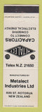 Matchbook Cover - Metalect Industries Capacitors Rotorua New Zealand