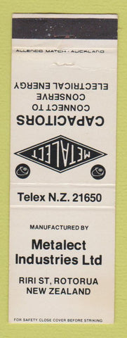 Matchbook Cover - Metalect Industries Capacitors Rotorua New Zealand