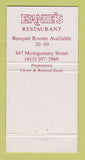 Matchbook Cover - Ernie's Restaurant San Francisco CA #1 30 Strike