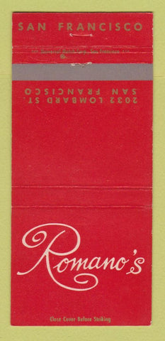 Matchbook Cover - Romano's San Francisco CA Italian Restaurant 30 Strike