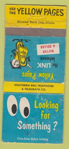 Matchbook Cover - Yellow Pages Phone Book Southern Bell Telephone POOR 30 Strike