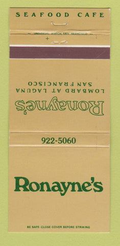 Matchbook Cover - Ronayne's Seafood Cafe San Francisco CA WEAR 30 Strike