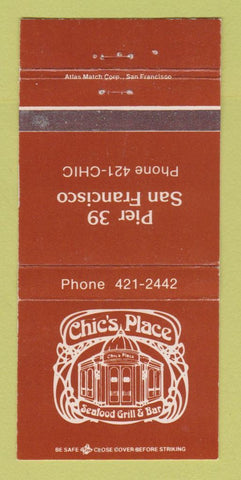 Matchbook Cover - Chic's Place San Francisco CA restaurant 30 Strike