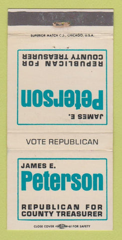 Matchbook Cover - James Peterson County Treasurer Election WEAR 30 Strike