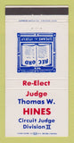 Matchbook Cover - Judge Thomas Hines Circuit Division 2 30 Strike