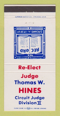Matchbook Cover - Judge Thomas Hines Circuit Division 2 30 Strike
