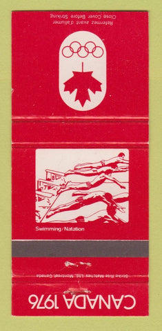 Matchbook Cover - 1976 Olympics Canada Swimming RED 30 Strike