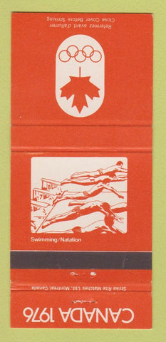 Matchbook Cover - 1976 Olympics Canada Swimming ORANGE 30 Strike