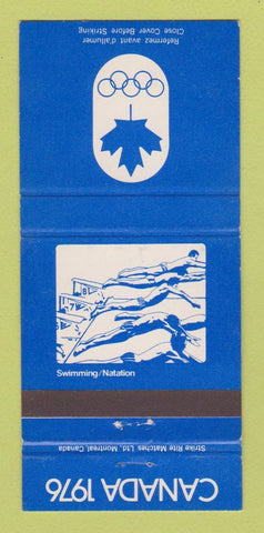 Matchbook Cover - 1976 Olympics Canada Swimming BLUE 30 Strike