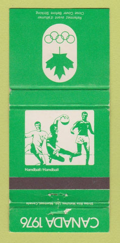 Matchbook Cover - 1976 Olympics Canada Handball GREEN 30 Strike