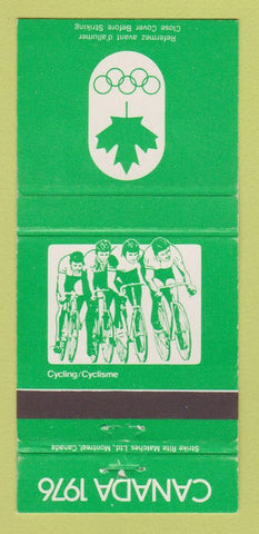 Matchbook Cover - 1976 Olympics Canada Cycling GREEN 30 Strike
