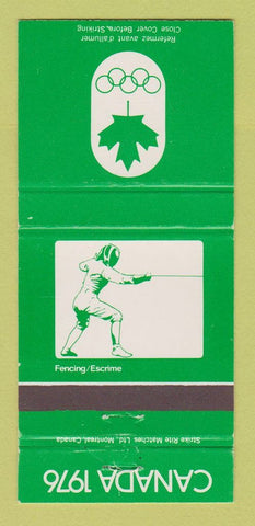 Matchbook Cover - 1976 Olympics Canada Fencing WEAR GREEN 30 Strike