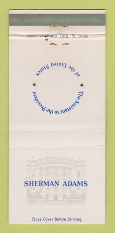 Matchbook Cover - Sherman Adams Assistant President Dwight Eisenhower? 30 Strike