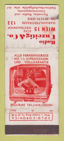 Matchbook Cover - Radio Unzeitig  TV WORN
