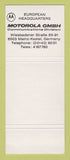 Matchbook Cover - Motorola  CB Radio Germany SAMPLE