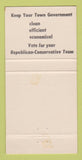Matchbook Cover - CD Cruickshank Supervisor Election Republican 30 Strike