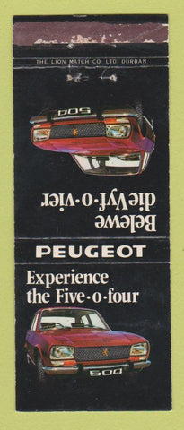 Matchbook Cover - Peugeot Cars South Africa WORN
