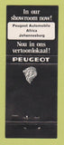 Matchbook Cover - Peugeot Cars South Africa WORN