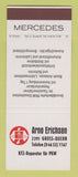 Matchbook Cover - Mercedes Cars Arno Erichsen SAMPLE
