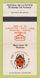 Matchbook Cover - Festival De LA Patate St Ubalde QC COOP 30 Strike