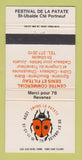 Matchbook Cover - Festival De LA Patate St Ubalde Denis Et Filteau 30 Strike