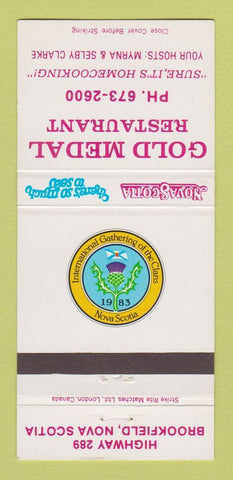 Matchbook Cover - Gold Metal Restaurant Brookfield NS  30 Strike