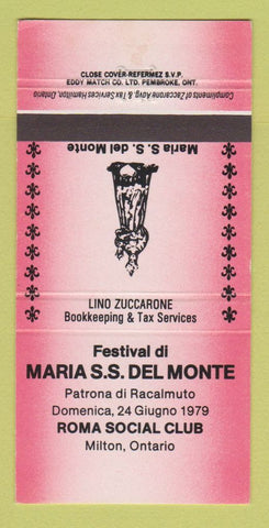 Matchbook Cover - Maria SS Del Monte Festival Milton ON 30 Strike