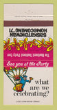 Matchbook Cover - Saskatchewan Homecoming 1971 SK 30 Strike