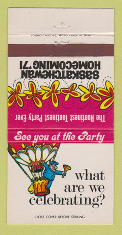 Matchbook Cover - Saskatchewan Homecoming 1971 SK 30 Strike