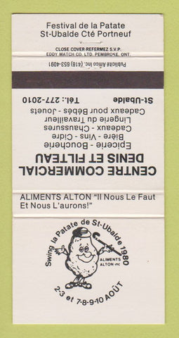 Matchbook Cover - Festival De LA Patate St Ubalde QC Denis Filteau 30 Strike