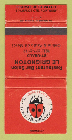 Matchbook Cover - Festival De LA Patate St Ubalde QC Le Grignoton WEAR 30 Strike
