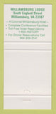 Matchbook Cover - Williamsburg Lodge VA 30 Strike